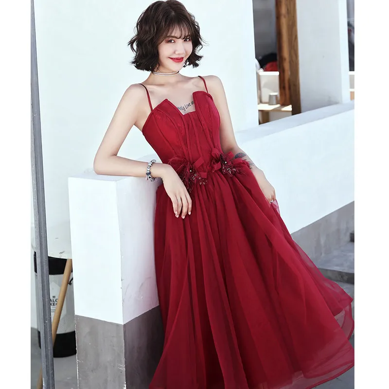 Это Yiiya выпускное платье цвета Бургунди чай Длина vestidos de gala элегантного размера плюс Бургундия Слинг платье для женщин вечерние LF069
