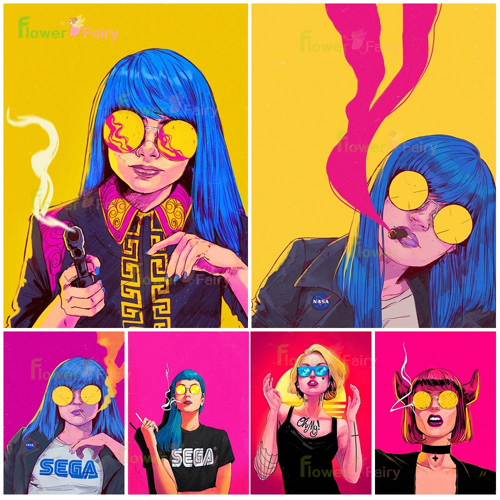 

Rebellious Cartoon Girl Wall Painting Girl's Power And Women's Rights Poster And Print Wall Art For Living Room Decor Unframed