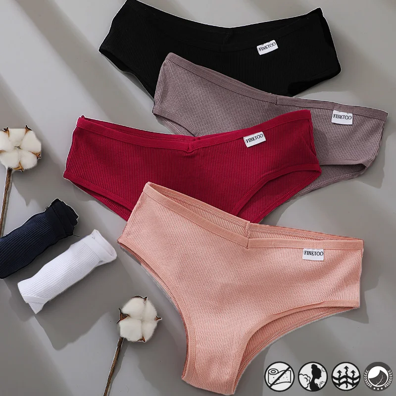 FINETOO-bragas de algodón M-XXXL para mujer, ropa interior femenina, Sexy, Tanga brasileña, talla - AliExpress Ropa interior y ropa de dormir