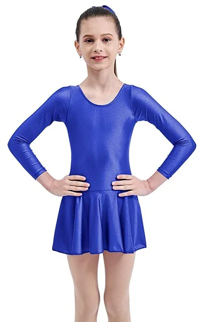 royal blue Спортивные балетные танцевальные платья для девочек, трико с юбками, балетная пачка для гимнастики, сценические профессиональные костюмы - Цвет: royal blue