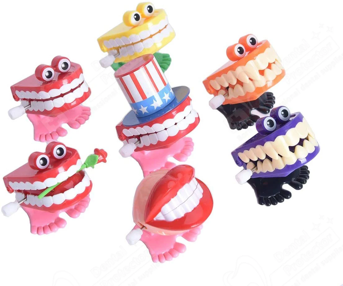 

PROTECTOR Walking Teeth Toys 7PCS, Wind-up Chattering Teeth Smile Small Wind Up Toy Feet Knickknack For Home Desktop Decoration