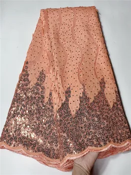 

High Quality stone Embroidery pink Lace Fabric Swiss Voile Lace fabric New Design African Swiss Voile Lace Fabric FYIN312