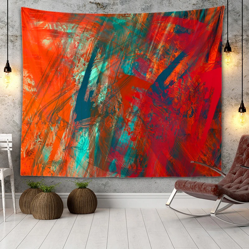 Jeté De Lit / Tapisserie Murale Rouge Et Or – 150x125cm, Glands, Polycoton, Neuf