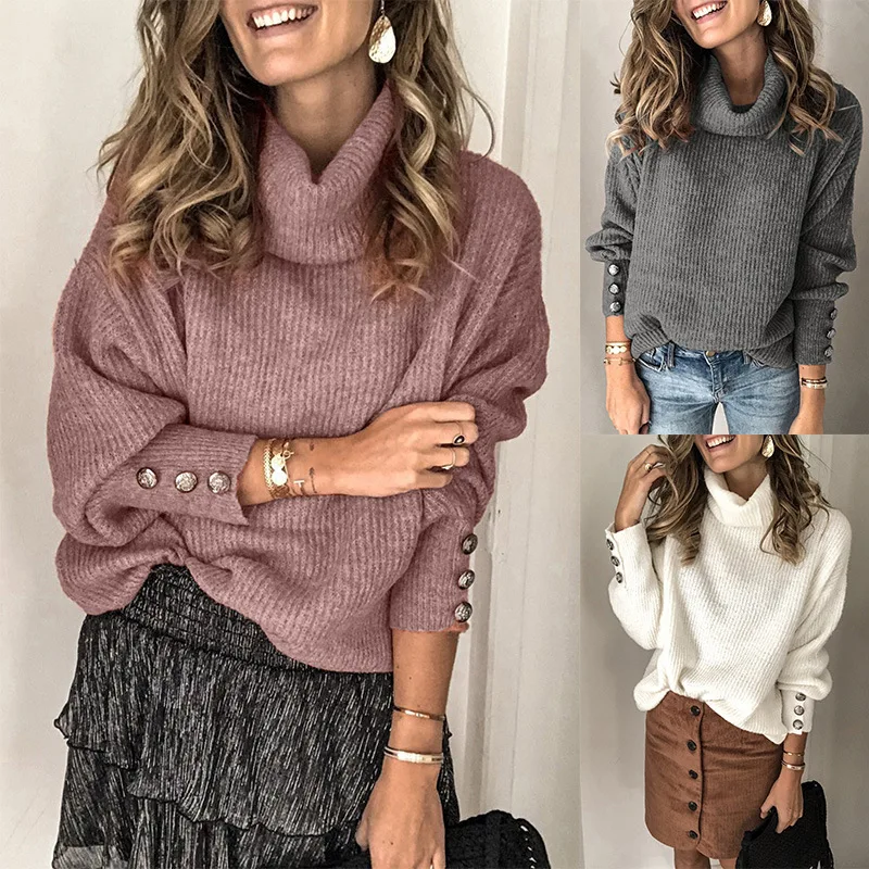 

Autumn Winter Women Knitted Turtleneck Cashmere Sweater 2020 Casual Basic Pullover Jumper Batwing Long Sleeve Loose Tops