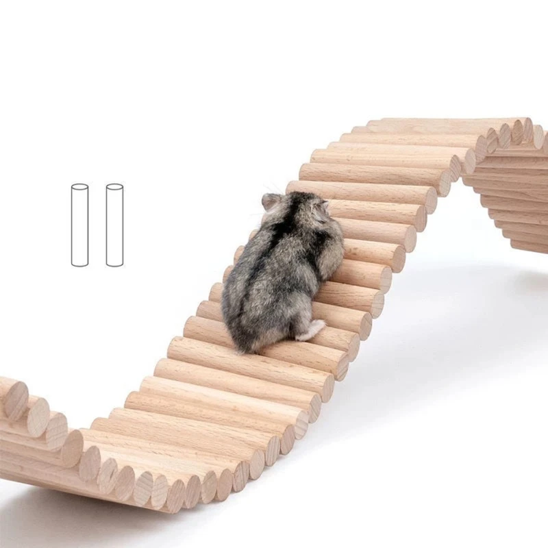 Hamster Cage Toy Wooden Ladder Bridge Bendable 4 Sizes For Small Animals