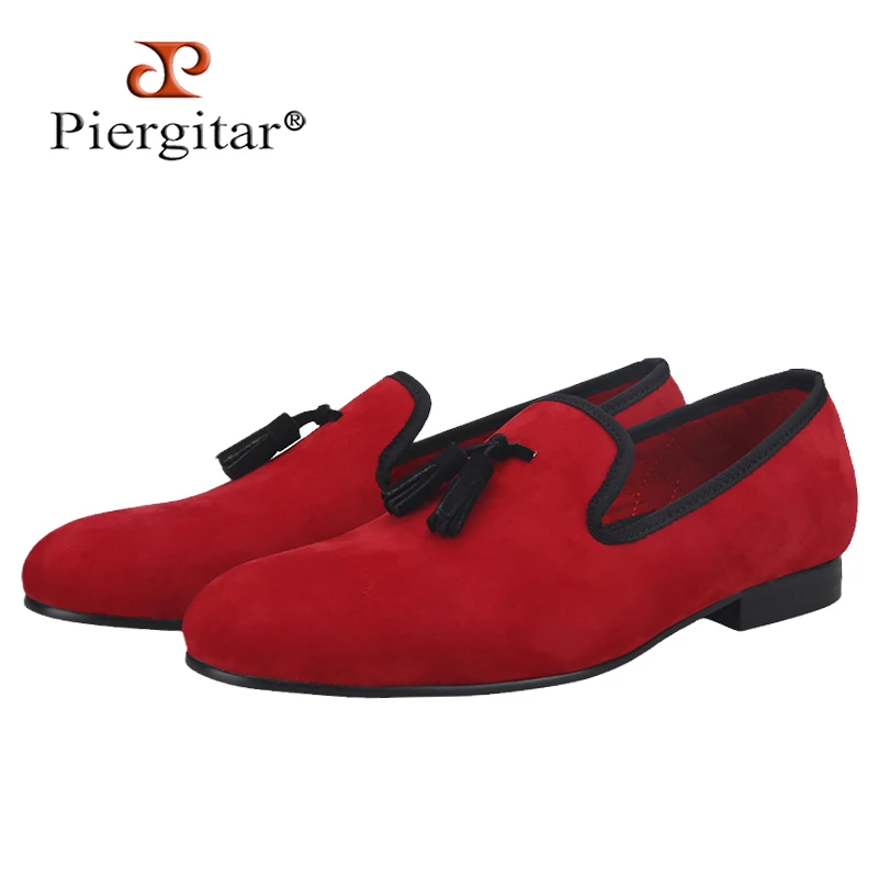 

Piergitar New Arrival Men Loafers Handmade Black Tassel Men's Casual Shoes British Style Classic Smoking Slippers Plus Size