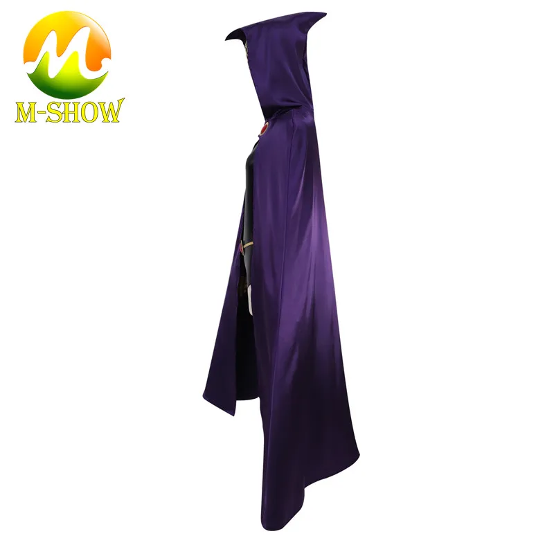 DC Comic Teen Titans Raven Cosplay Costume for Adult Halloween Cosplay Jumpsuit with Cloak Raven Co