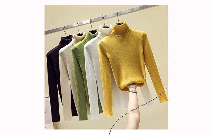 Jocoo Jolee Elegant Solid Turtleneck Sweater Korean Style Harajuku Long Sleeve Knitting Pullover Casual Slim Tops Women's Jumper blue sweater