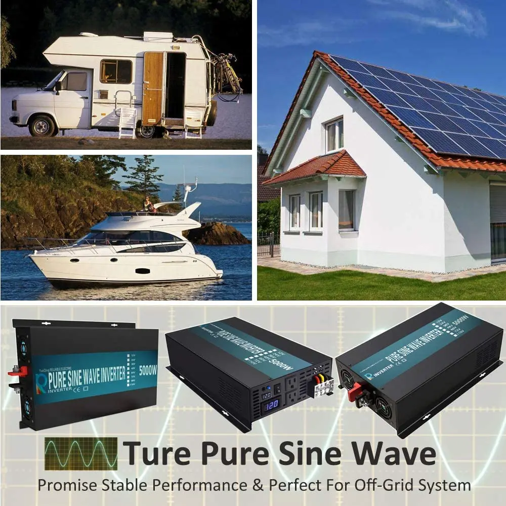 Description Picture 3 of itemPure Sine Wave Inverter 5000W 24V 220V Power Bank Inverter Solar Panel Generator 12V/36V/48V DC to 120V/230V/240V AC Converter
