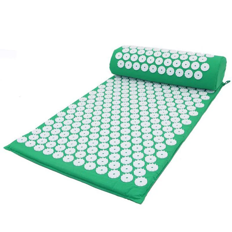 green sets Массажер подушка коврик для иглоукалывания снимает стресс боль Акупрессура подушка Массажный коврик шип массаж и релаксация - Цвет: green sets