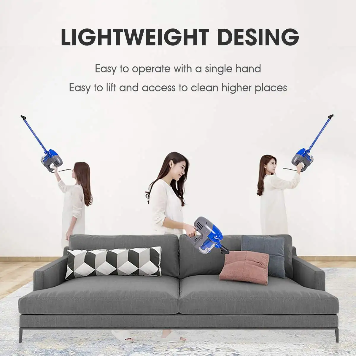 US $54.26 2IN1 Handheld Vacuum Cleaner Pusher Vacuums700W 13000PA Strong Suction Dust Collector Mite Killer Home Office Cleaning Tools