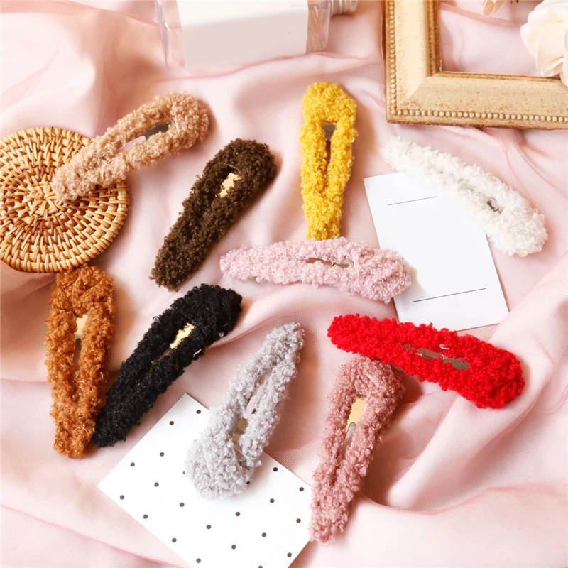 Разноцветные заколки для волос Macaron из 2020 японской шерсти в форме капли завитые