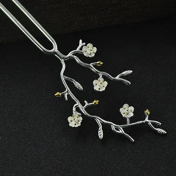 

Vintage 925 Sterling Silver Hair Fork Plum Blossom Women Hanfu Accesories Luxury Jewelry Hairpin Handmade Hair Stick Chinese