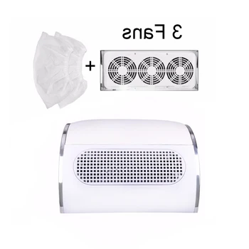 

60W Nail Suction Dust Collector Large Size Strong Nail Vacuum Cleaner Machine With 3 fans 2 bags EU/US Plug Salon Tool