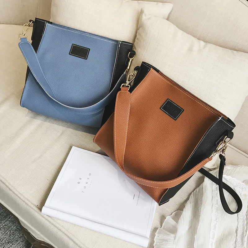 

WOMEN'S Bag 2017 Spring New Style Joint Picture Bucket Bag Contrast Color Handbag Europe And America Fashion Shoulder Bag Should