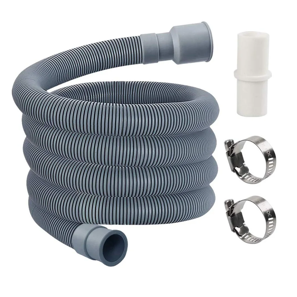 2m Washing Machine Dishwasher Drain Waste Hose Waste Water Outlet Expel Soft Tube PP plastic Stretchable Drain Flexible Hose 4m wash machine dishwasher drain hose outlet water pipe flexible extension 22mm with bracket