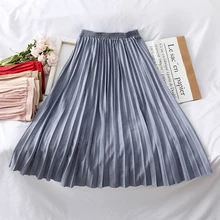 Плиссированная юбка, Осень-зима, модная новинка, эластичная талия, высокая талия, универсальная женская юбка, юбки размера плюс