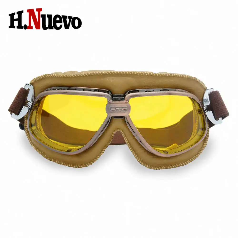 Мотоциклетные защитные очки для мотоциклов, универсальные винтажные очки для мотокросса, скутера, квадроцикла, внедорожника, грязи, велосипеда, очки, защита от ветра, тумана, пылезащитные - Цвет: Yellow Lens