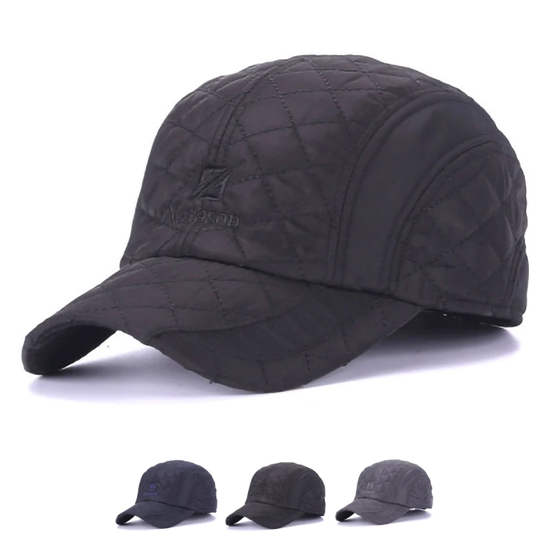 

Men's Adjustable Baseball Cap Old Men Peaked Hat Dad Winter Keep Warm Thicken Cotton Black Casual Hat Trucker Snapback Sun Hat