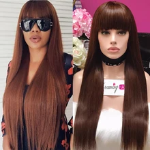 Синтетические волосы на кружеве человеческих волос парики с челкой для женский, черный 13X6 блондинка Синтетические волосы на кружеве парик, прямые волосы Remy бразильский красный фронтальной парик Prepluck