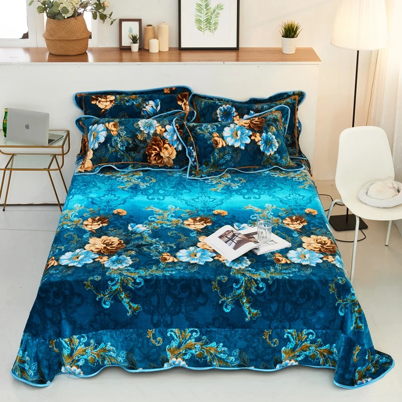 Lightweigh Microfiber Fleece Bed sheet set Ultra Soft Warm Velvet Flat Sheet Pillow shams for Winter Cover Sofa | Дом и сад