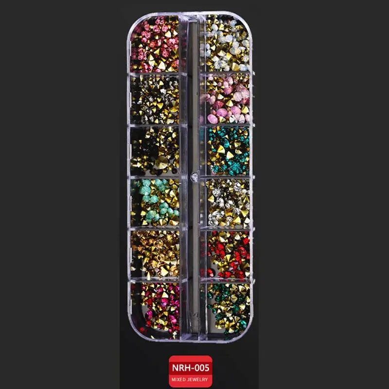 1 Box Nail Art Decorations Nail Rhinestones Mixed Colors AB Crystal Strass 3D Charm Gems DIY Rivet nails Manicure Accessories - Цвет: 005