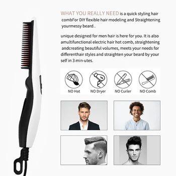 

Hot Comb Electric Hairbrush Iron Beard Straightener Comb Heating Hair Straightening Beard Brush Salon Hair DIY Styling Tool