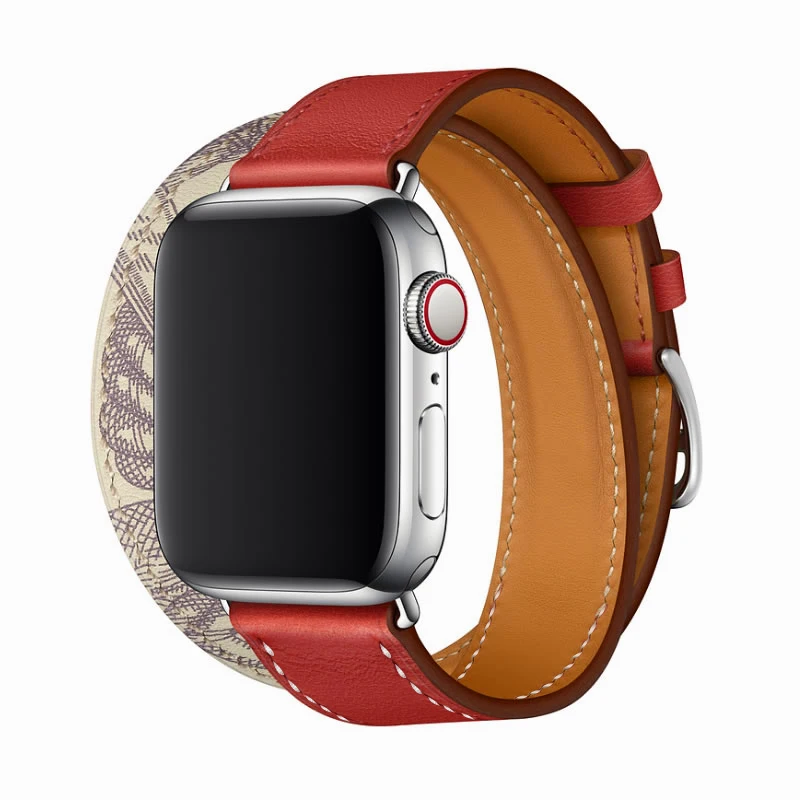 Для Apple Watch Series 5 4 40/44 мм браслет на запястье часы с ремешком из натуральной кожи, ремень удлиненные группа культового двойной тур