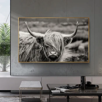 

Scottish Highland Catt Cow Yak Animal Poster Wall Art Canvas Paintings Prints Pictures on Canvas for Living Room Home Decorative