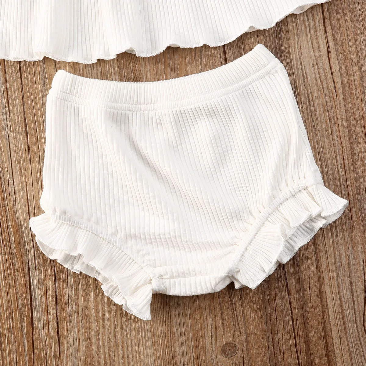 baby clothing set line 2Pcs Summer New Ribbed Baby Girls Clothes Breathable Flouncing Outfits Suit Toddlers Casual Solid Sleeveless Top Shorts Set sun baby clothing set