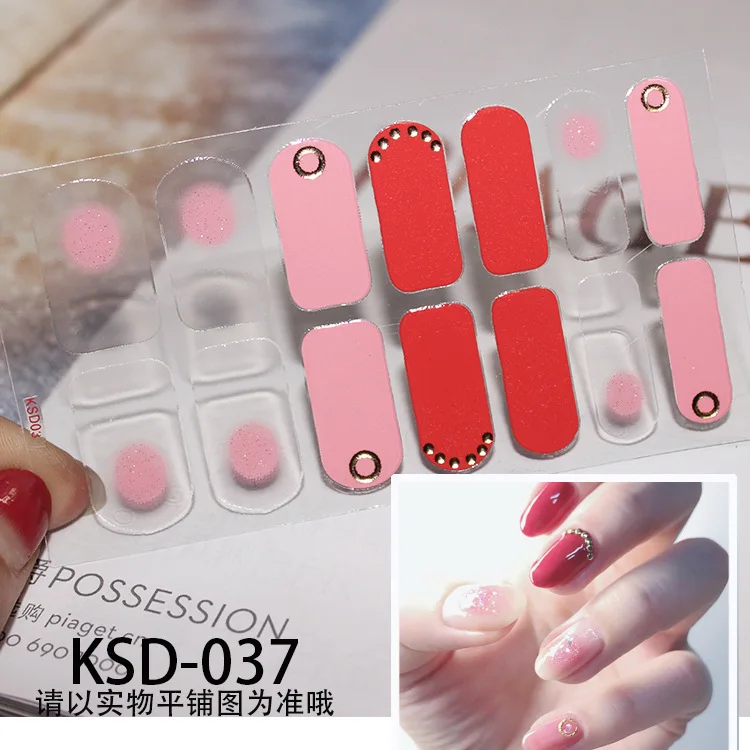 

Nail Art Full Cover Self Adhesive Stickers Polish Transfer Tips Wraps Waterproof Nail Stickers Decals Manicure 14Tips