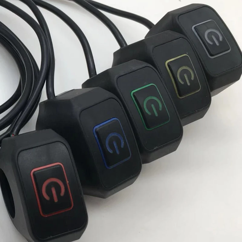 22mm 12v kierownica motocykla przełącznik elektryczny gwiazda ciśnienie kontrola wodoodporna przycisk przełącznika ze światłem Led