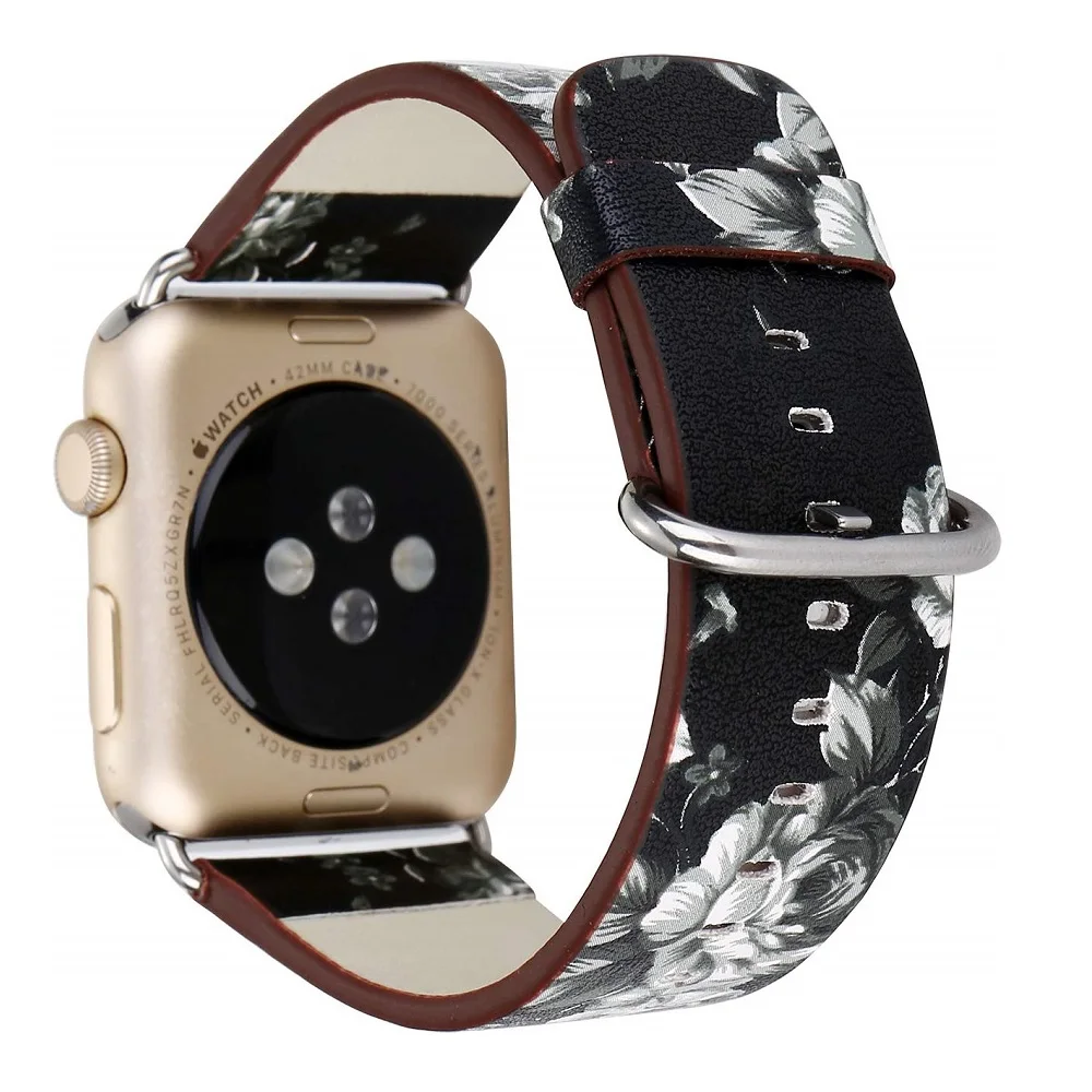 4 Ремешок из искусственной кожи для apple watch correa для iwatch Series 5 4 3 2 1 38 мм 40 мм 42 мм 44 мм Цветочный браслет - Цвет ремешка: 4