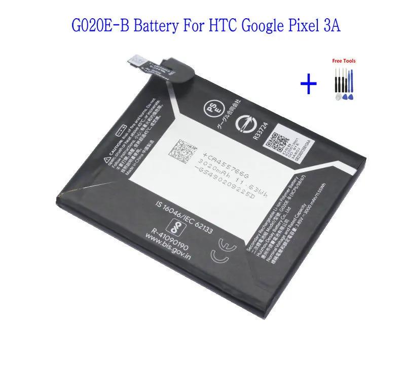 1x3000 mAh/11.55Wh G020E-B запасная батарея для HTC Google Pixel 3A батареи+ наборы инструментов для ремонта