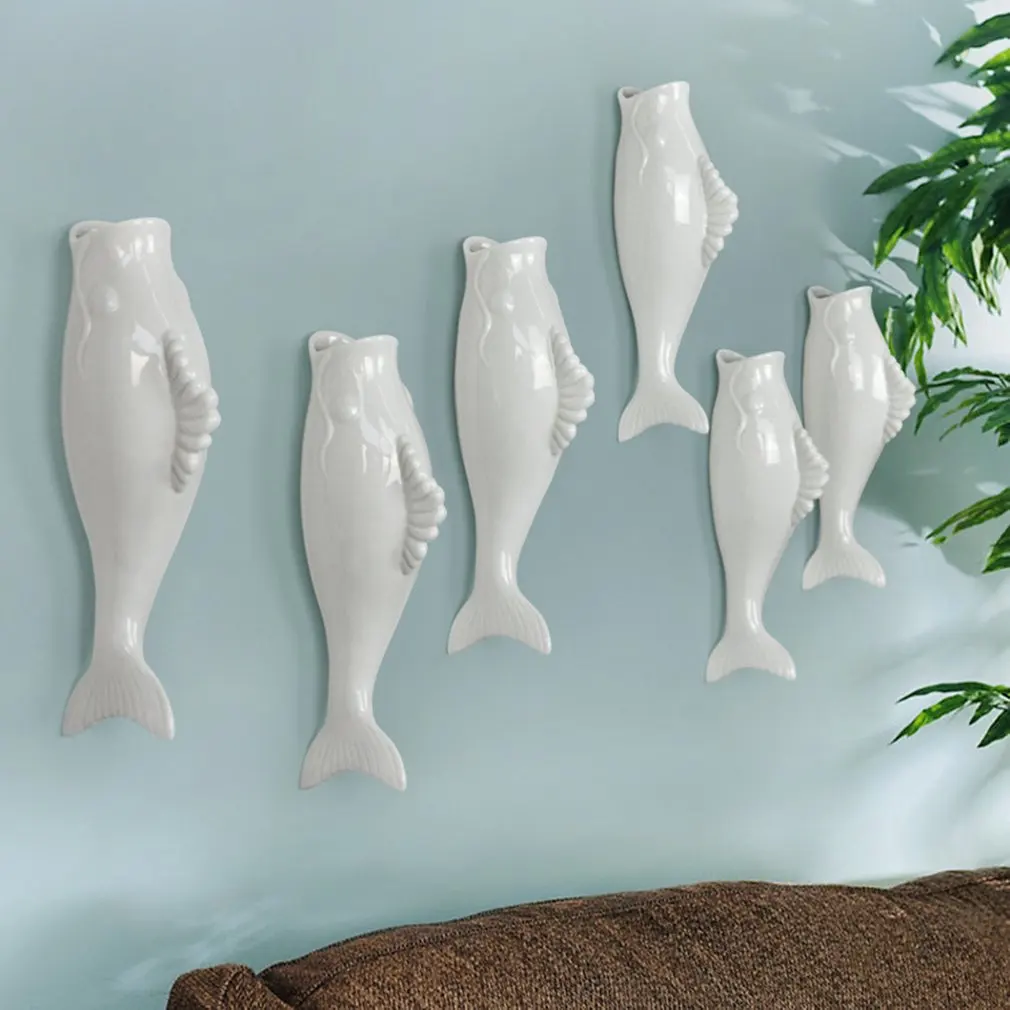 Simple Modern Three-dimensional Mural Wall Fish& Starfish Background Wall Decoration Flower Vase Home Furnishing Tools