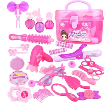 

Rowsfire 25Pcs Children Make Up Set Pretend Play Hair Beauty Toys With Storage Box - Red
