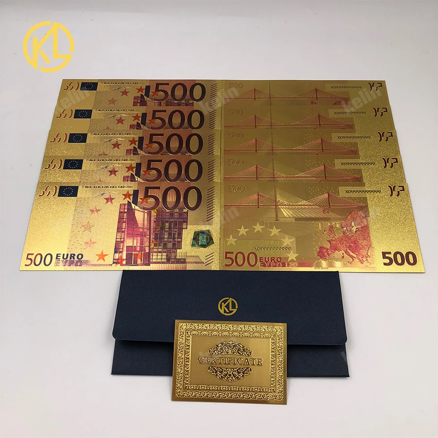 10 шт./лот Euro500 яркие европейские сувенирные банкноты 500 евро в 24 каратной золотой