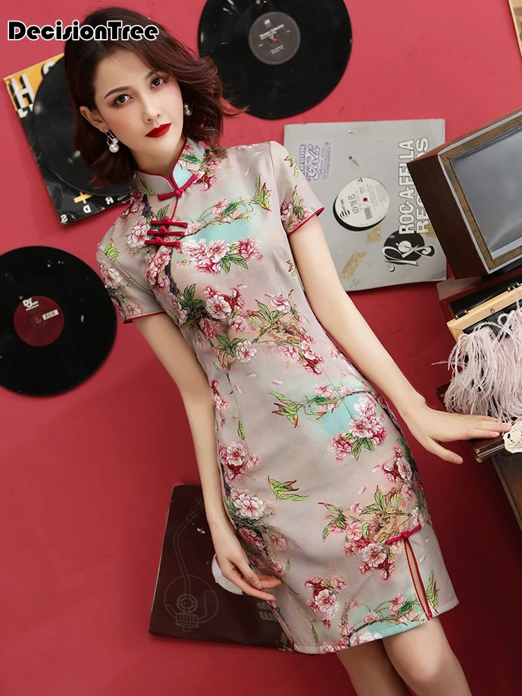Традиционное китайское платье mujer vestido, женское атласное длинное платье cheongsam qipao с цветком сливы qipao