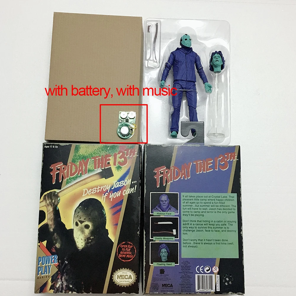 Koop Met Muziek Originele NECA Horror Friday the 13th Vernietigen Jason Video Game Power Play Versie Action Figure Model Toy Doll gift