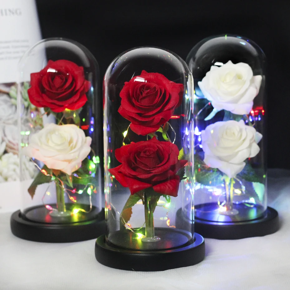 Dos Rosas de la Bella y La Bestia, Rosa en cúpula de cristal, rosa para  siempre, rosa roja, Rosa preservada, Rosa bella especial, regalo romántico  - AliExpress Hogar y jardín