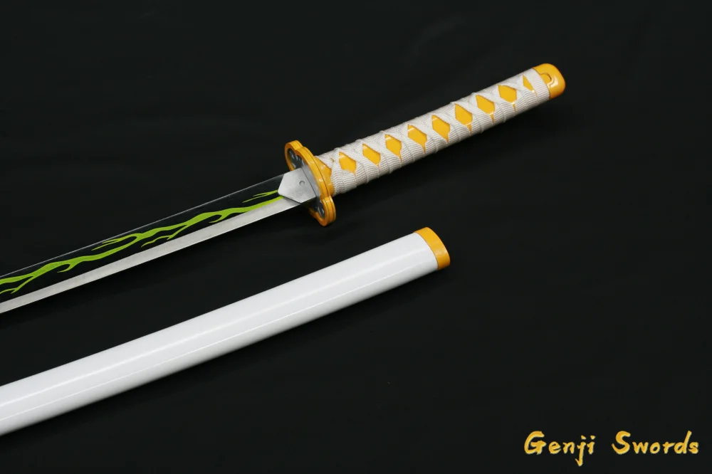 Demon Slayer: Kimetsu no Yaiba Japanese Anime Agatsuma Zenitsu Cosplay Replica Sword Carbon Steel