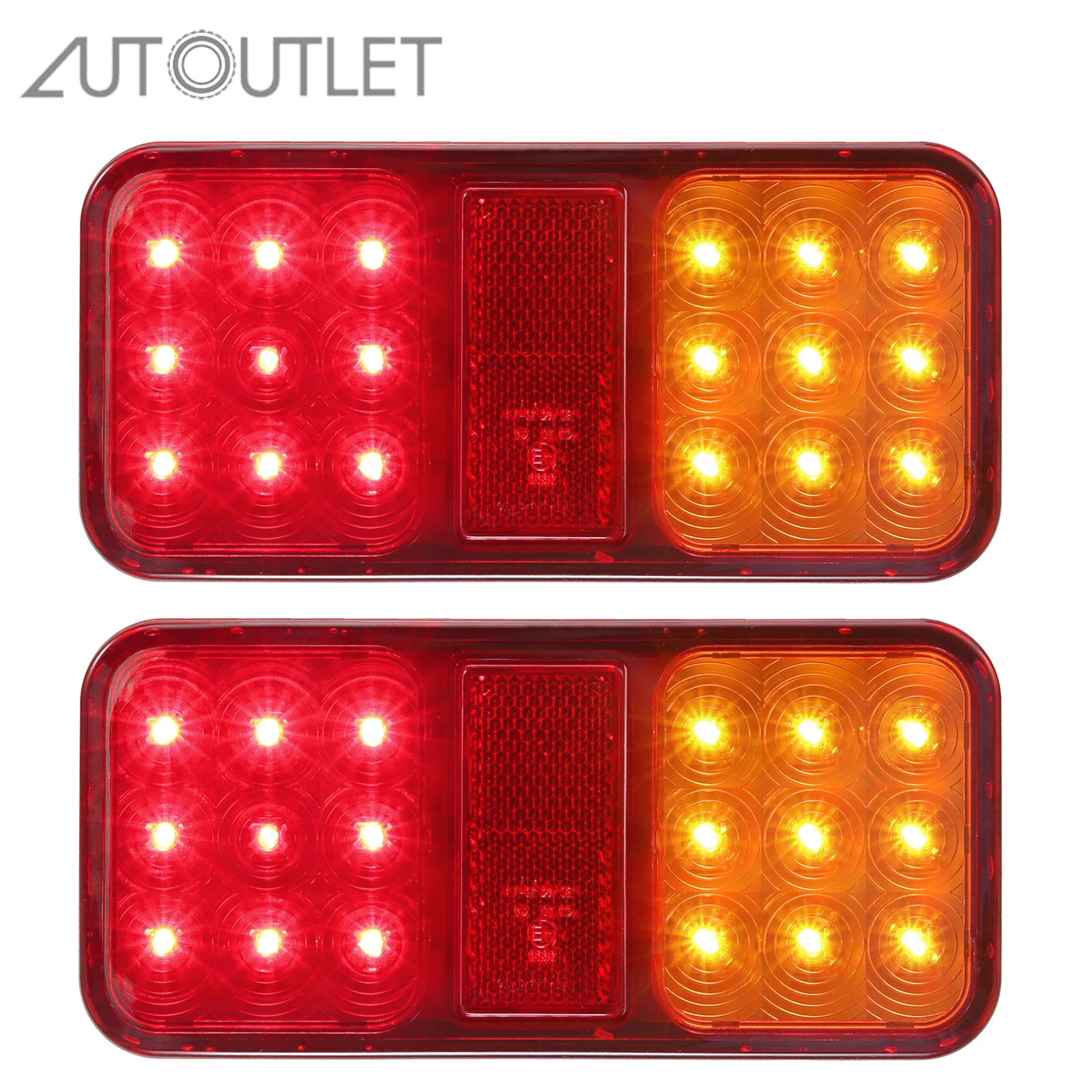 

AUTOUTLET 2pcs 12V 18LED Waterproof Stop Signals Car Truck Led Rear Tail Light Warning Lights Lamp For Caravan Trailer Lorry