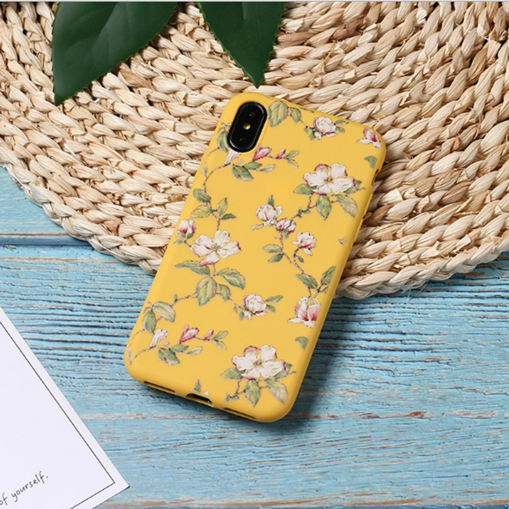 Чехлы в стиле ретро с цветочными листьями для iPhone 11 Pro Max X XR Xs чехлы 6 6s 7 8 Plus Мягкая