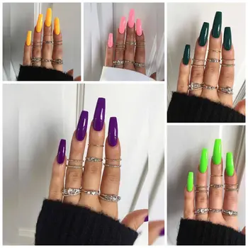 

100PCS Fake Nails Press on Super Long Ballet Wearable Lovely Nail Tips Fake Finger Nail Tip 100Pcs Wear Nail Tip Press on nails