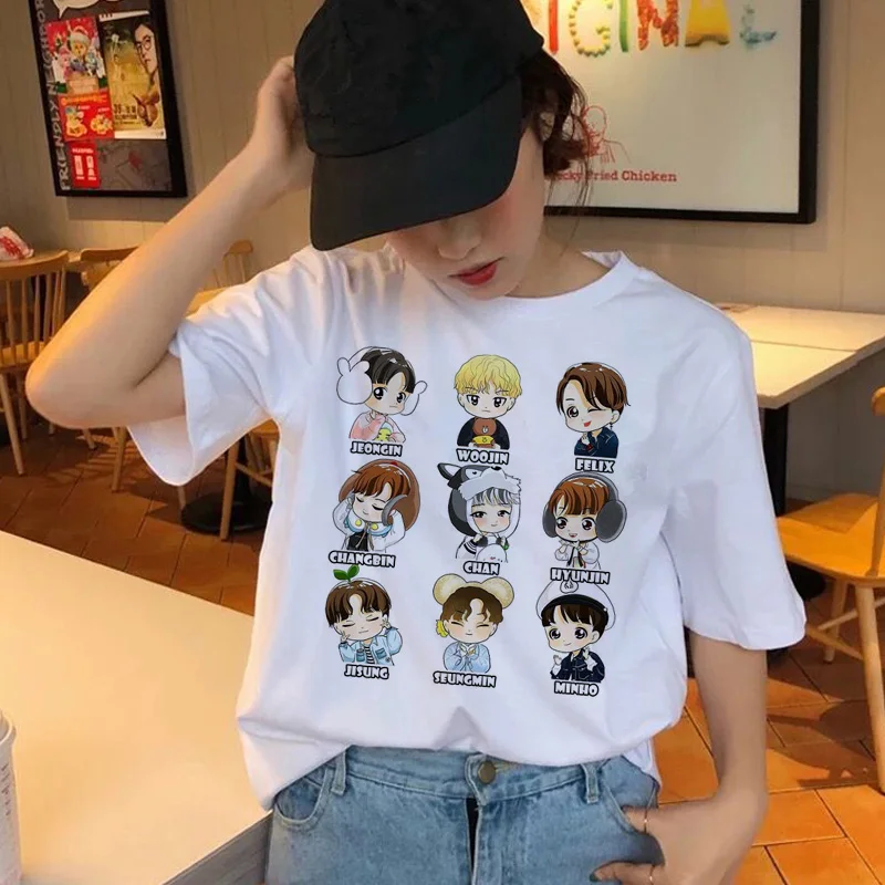 

Stray Kids Women t-shirt StrayKids Short Sleeve t shirt Tops Hip Hop Harajuku tshirt top tee shirts hip hop female femme Casual