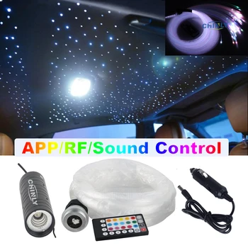 Fiber Optic Light Smartphone APP Bluetooth Control 6W RGB Colorful Star Ceiling Lights RF Control 2m Fiber Optic Cable 200pcs 0 75mm x 2m colorful fiber optic lights rgb twinkle led star ceiling light kit for fiber optic light engine machine