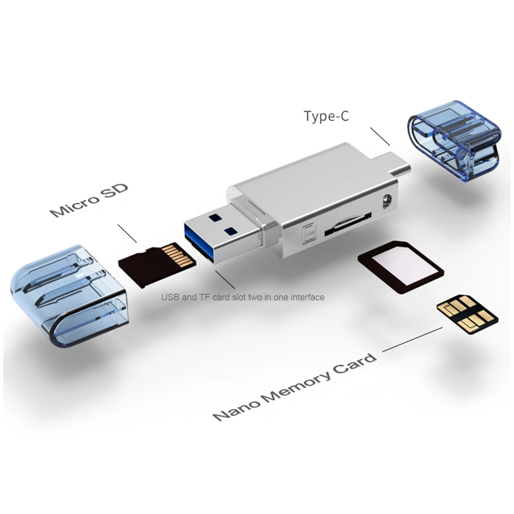 Тип C USB 3,0 кард-ридер SD/Micro/SD TF CF компактный адаптер для флэш-карт адаптер для ноутбука OTG Тип C устройство для чтения карт памяти USB 3,0 карта