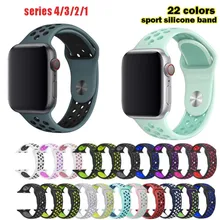 Силиконовый браслет для наручных часов Apple Watch серии 1/2/3/4/5 для наручных часов iwatch, спортивный ремешок браслет 38/40/42/44 мм