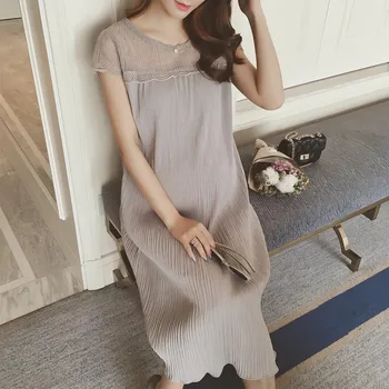 

Afei Tony 2019 loose Chiffon patchwork lace O-Neck short-sleeve summer Sexy maternity dress pregnant dress Vestidos Gravidas