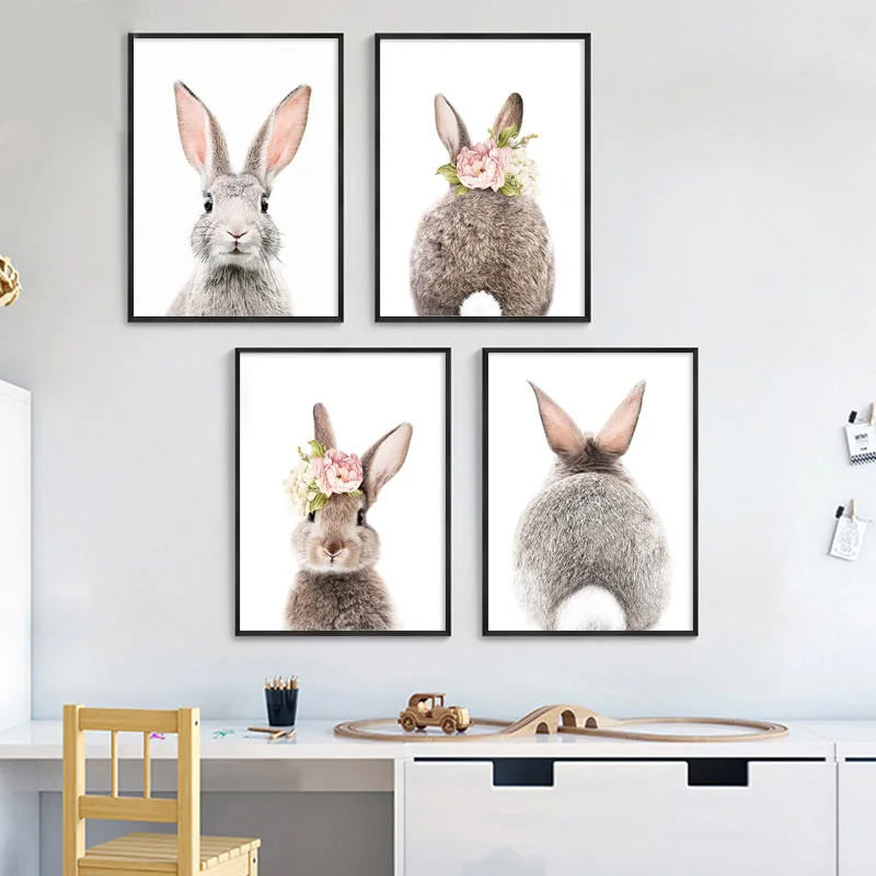 

Детские животные кролик холст картины постеры и принты детский кролик настенное искусство Скандинавская картина для детской спальни домашний декор